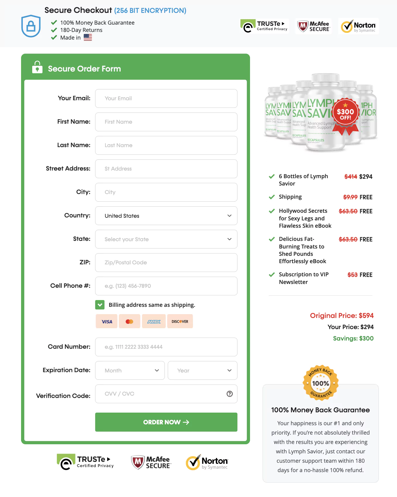 lymph savior Order Form